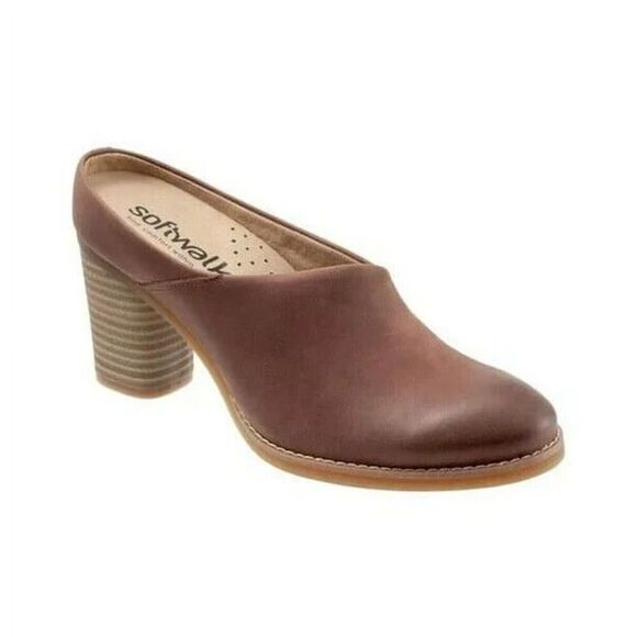 Softwalk Size 10.5 Narrow Keya Cinnamon Mules Casual Heels NWB - Picture 1 of 7